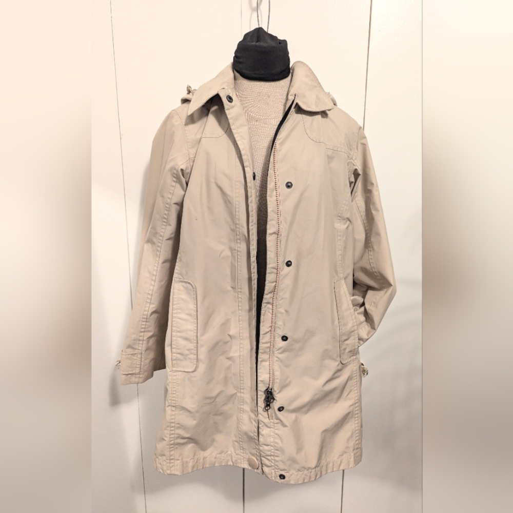 LL Bean Women's Tan Trench Rain Coat - Full Length Rain Jacket Waterproof Coat